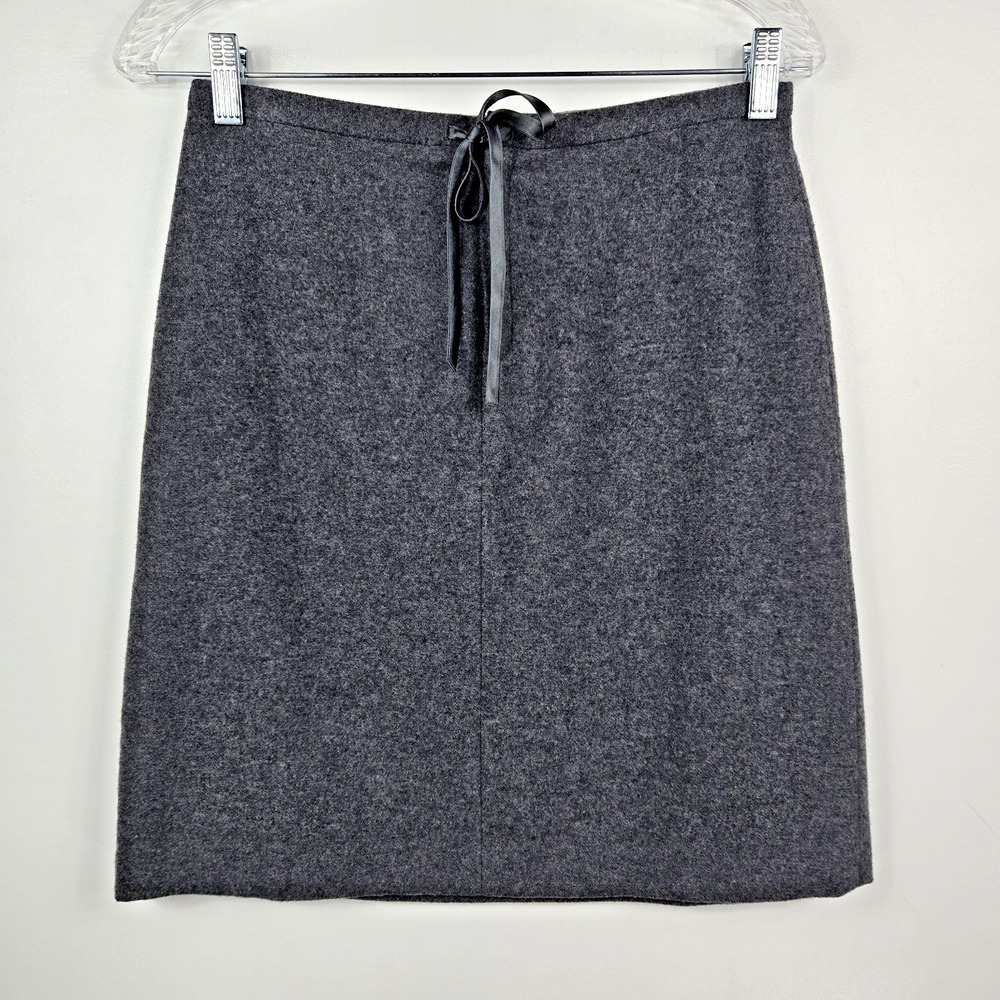 J Crew Gray Wool Blend Mini Skirt Lined Zip Drawstring Skirt Womens Size‎ 4